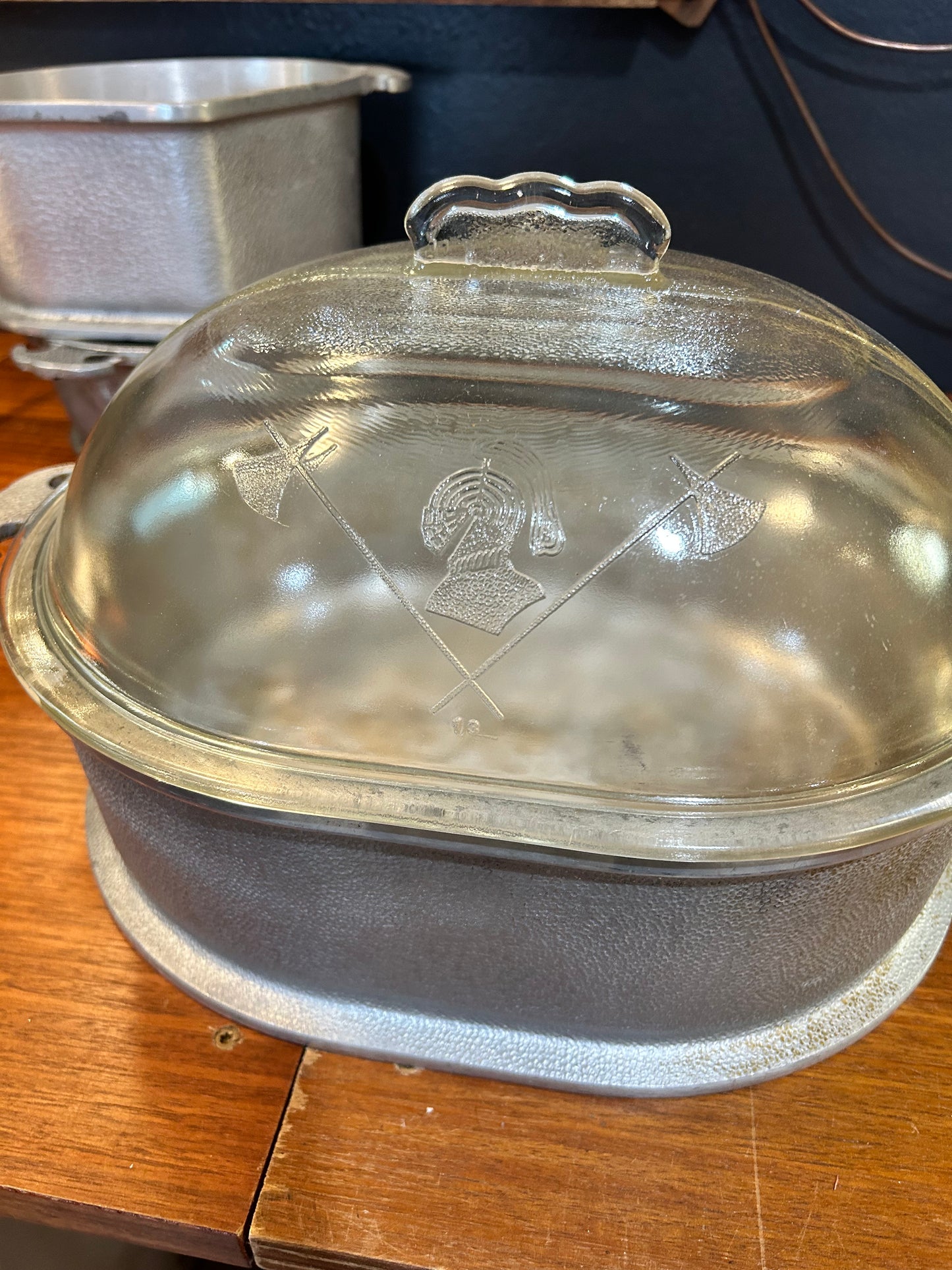 Guardian Service Vintage Aluminum Roaster with Glass Lid and Tray