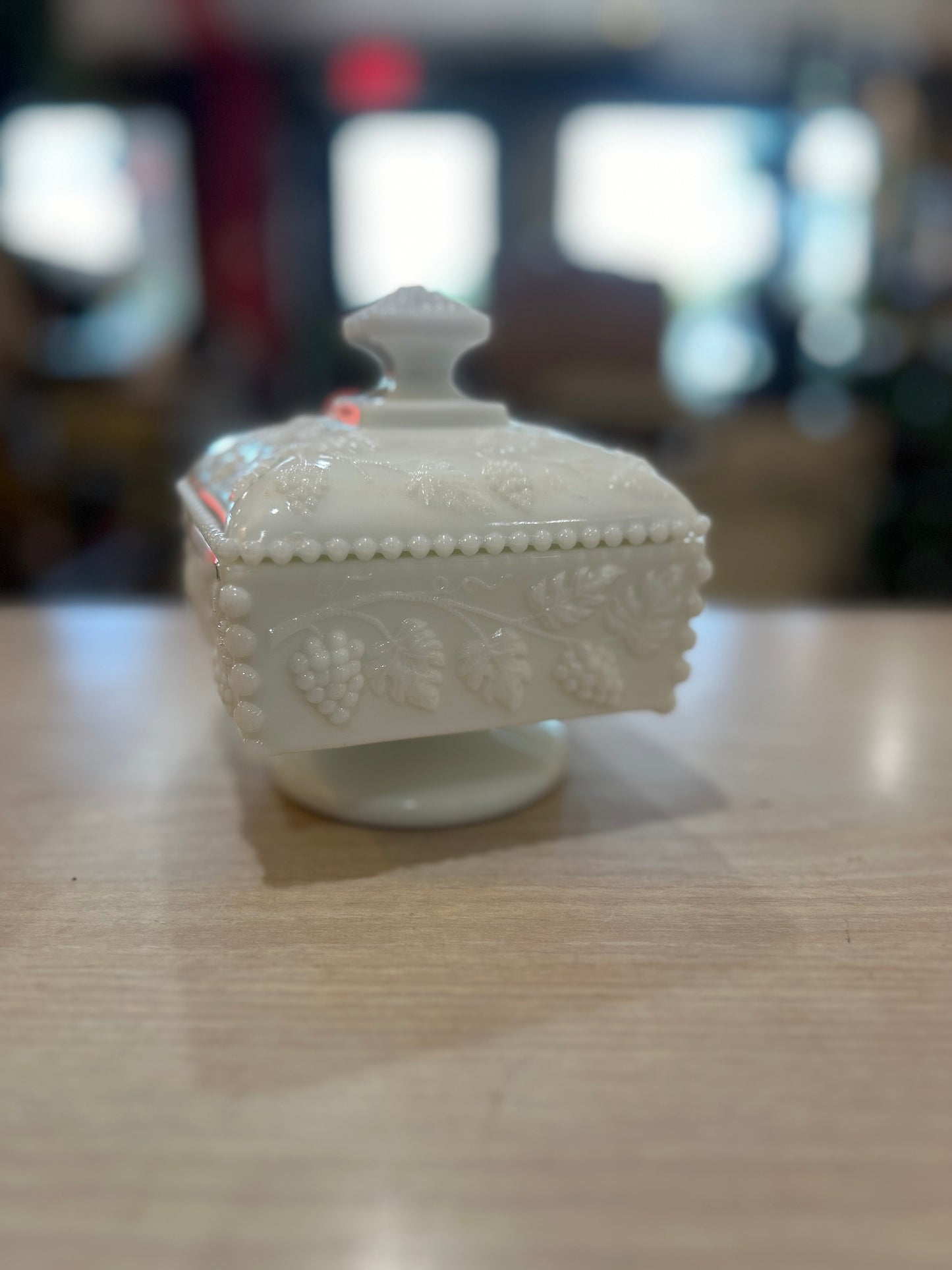 Vintage Westmoreland Beaded Square Candy Dish