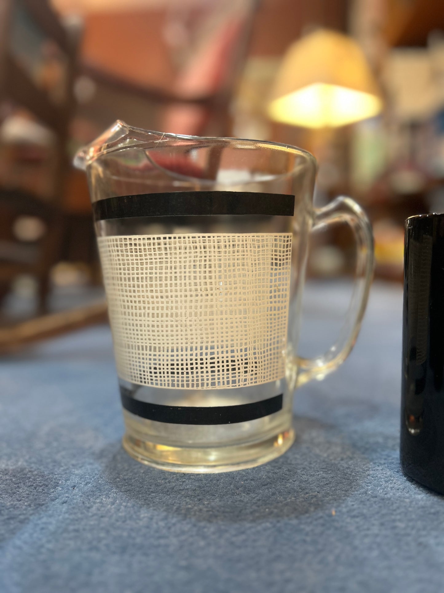 Painted Glass Juice Pitcher with 4 Onyx Beer Stein- Set of 5