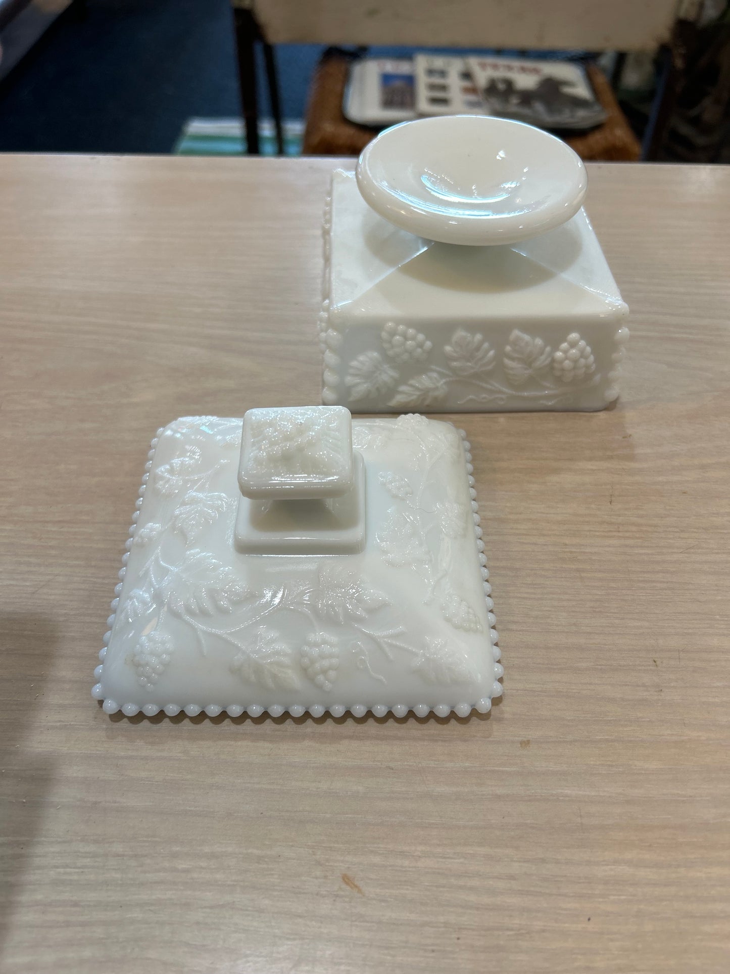 Vintage Westmoreland Beaded Square Candy Dish