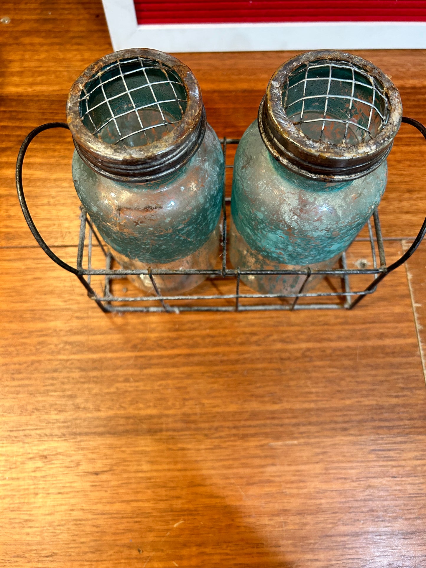 Vintage Milk Crate With Propagation Jars