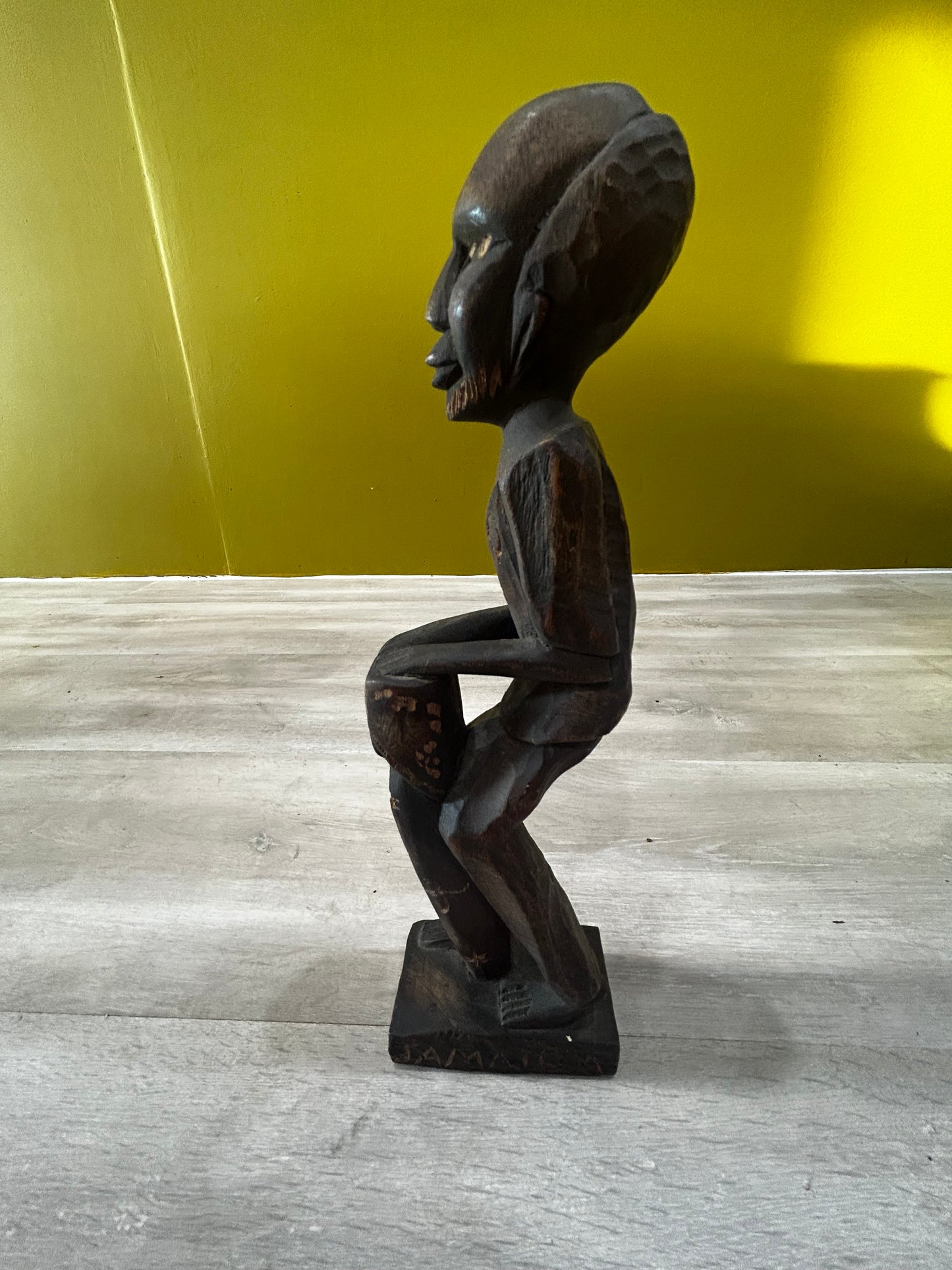 Hand Carved Jamaican Balding Bongo Man - Wooden