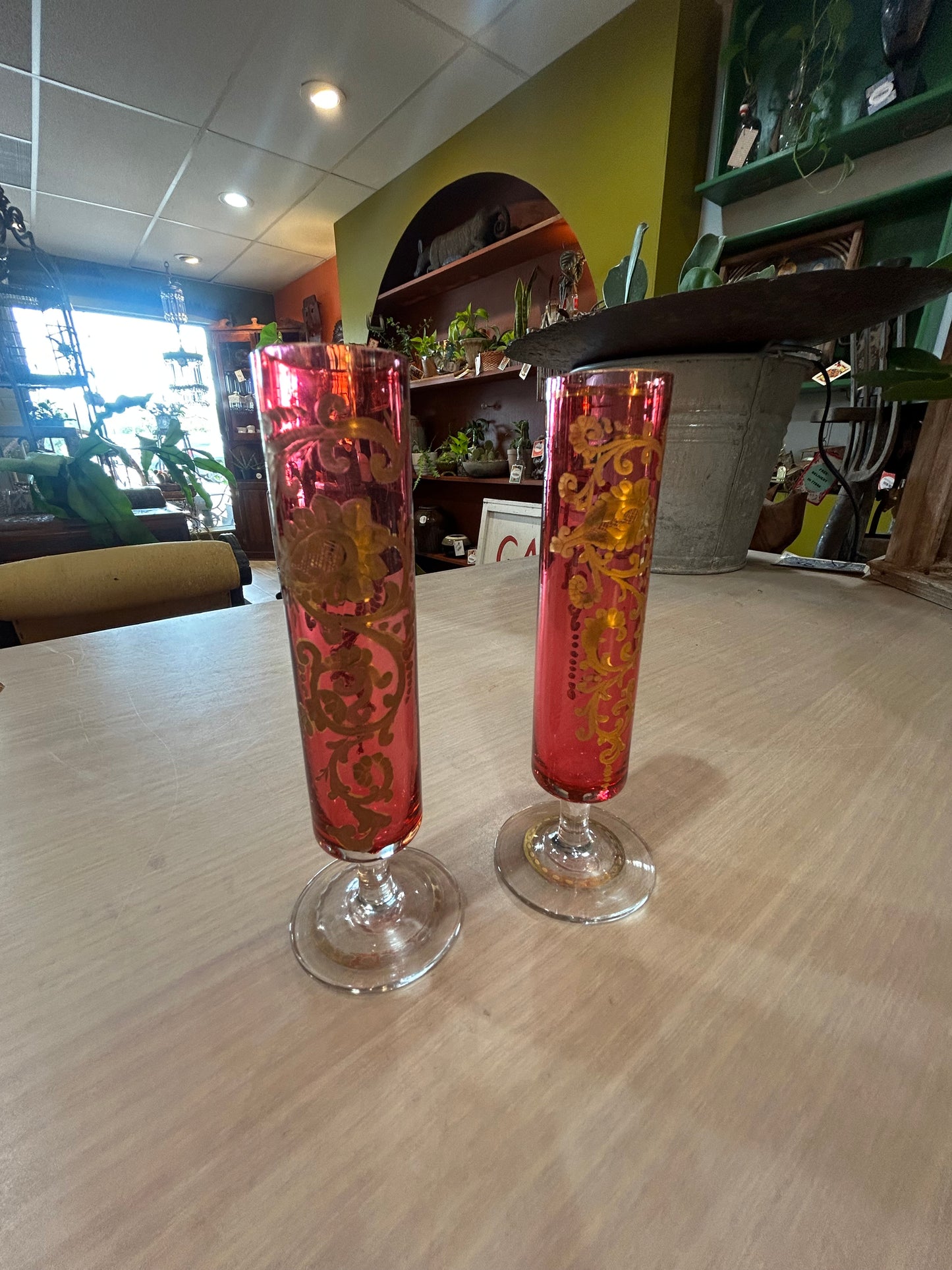 Pink Cranberry Glass Shooters- Set of 2