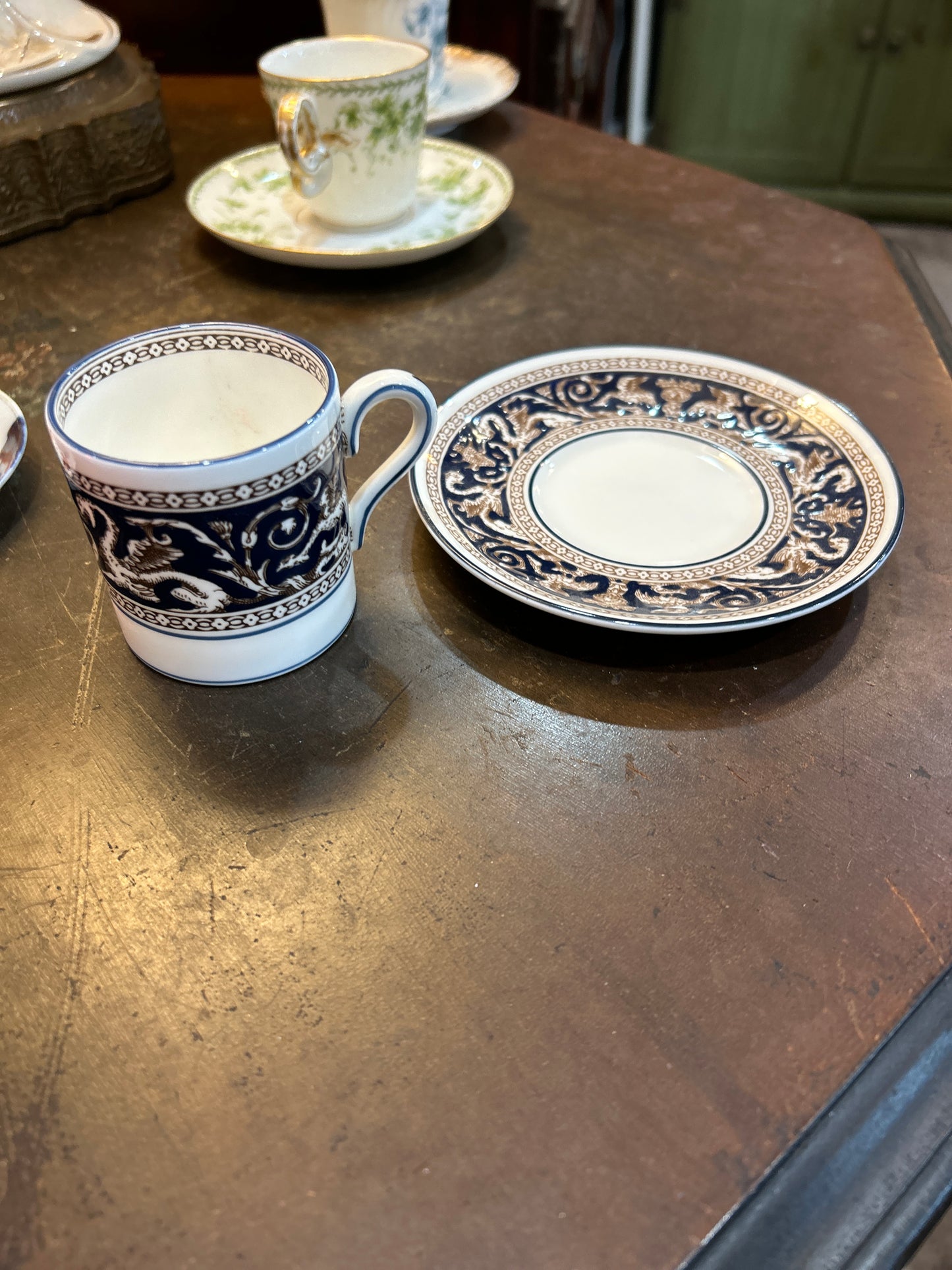 Wedgewood China Florentine Demitasse Teacup and Saucer Set