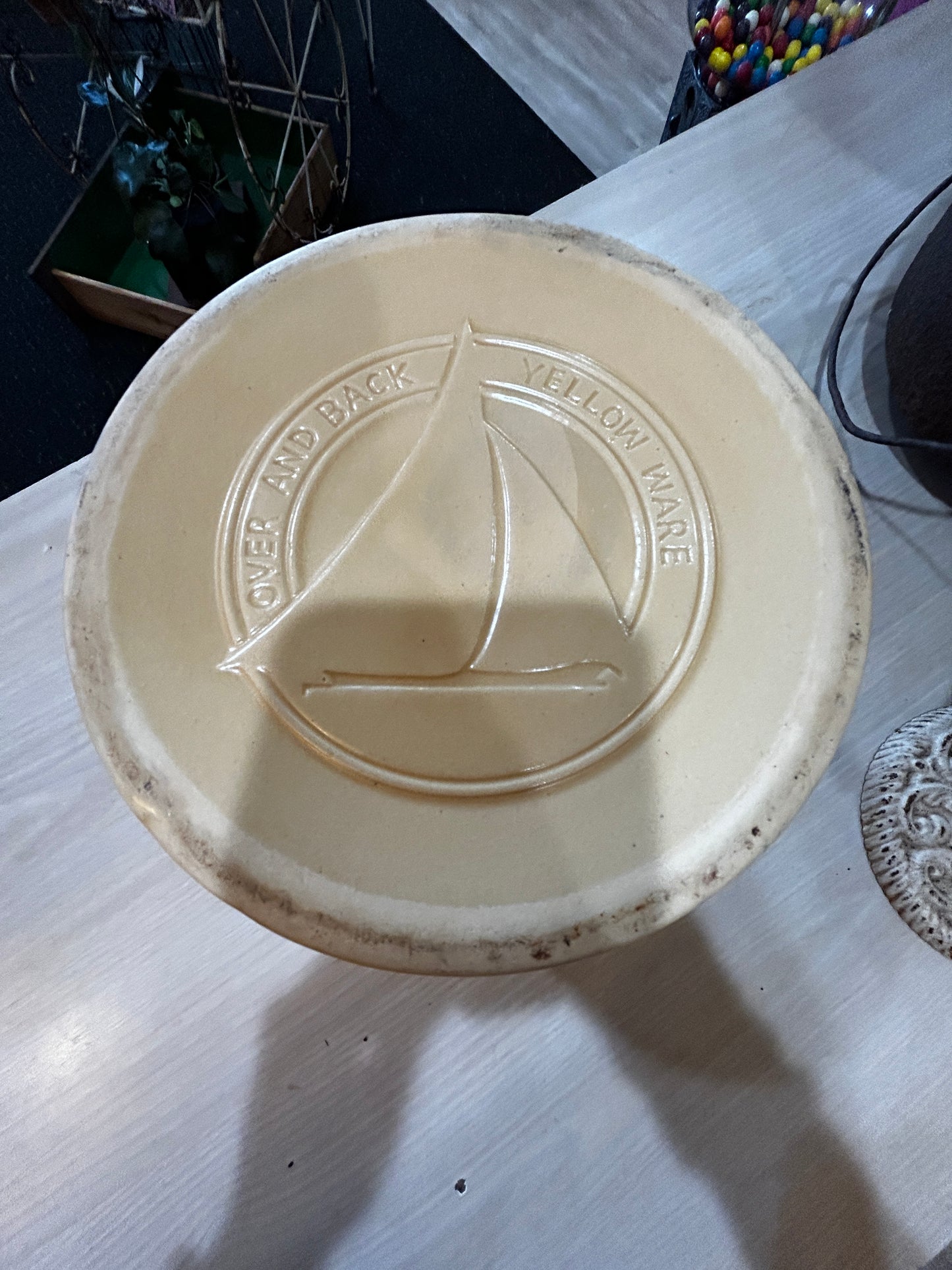 Over and Back- Yellow Ware- Medium Crock