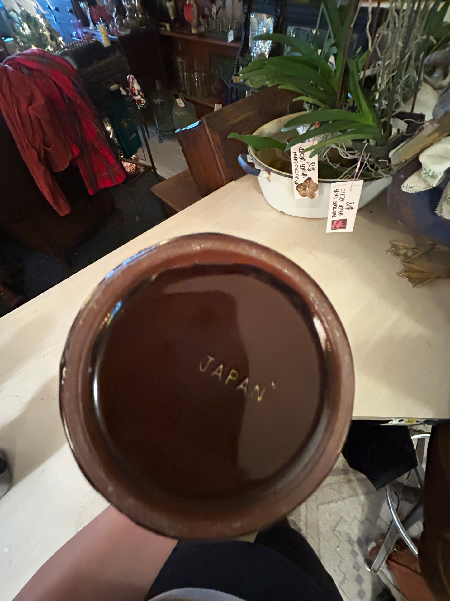 Vintage Moriage Redware Pitcher, Cramer, Sugar Bowl Set- Enameled Rooster-Japan