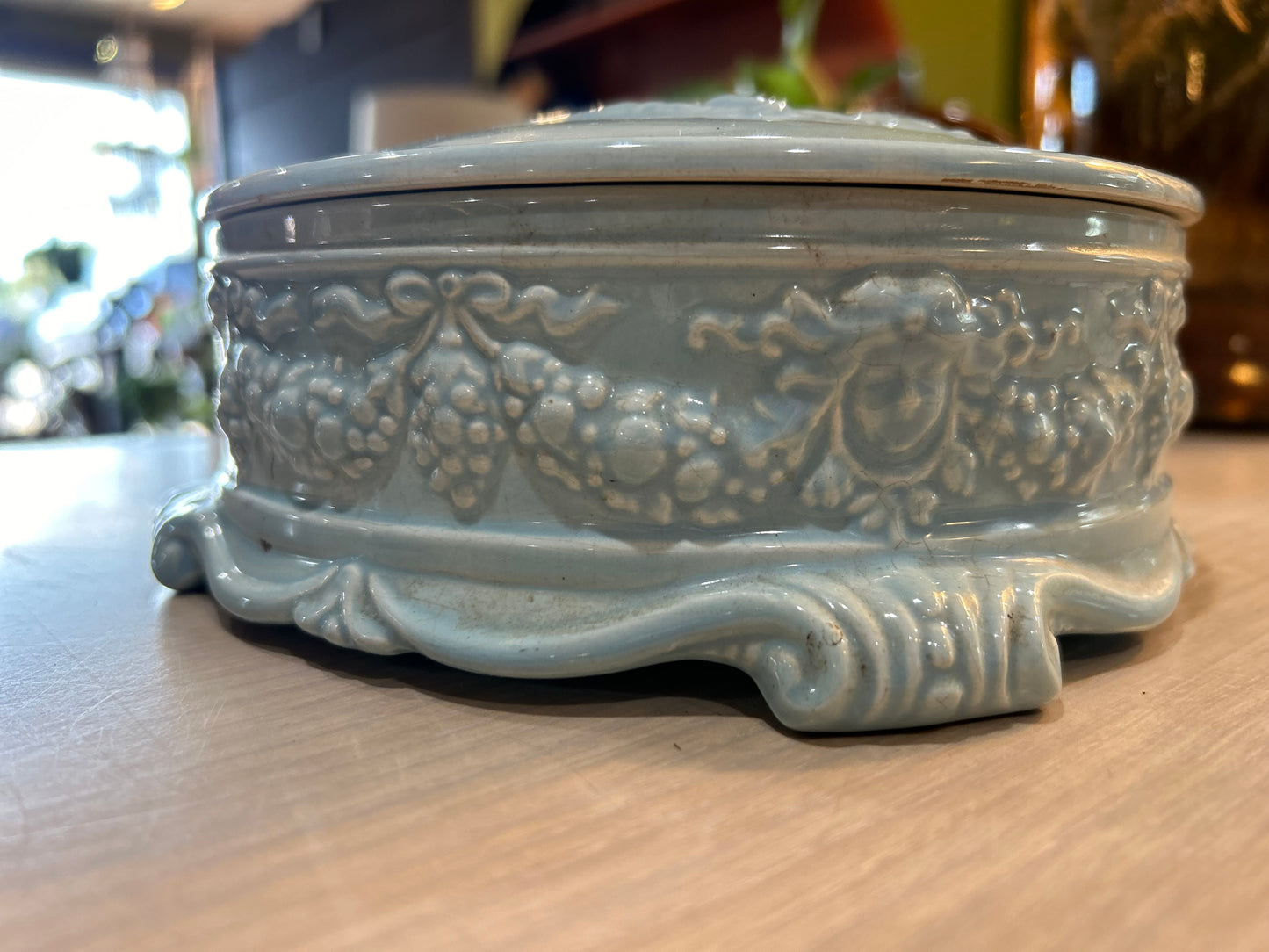 Vintage 1979 Incolay Powder Wedgewood Blue- Cherub Trinket Box