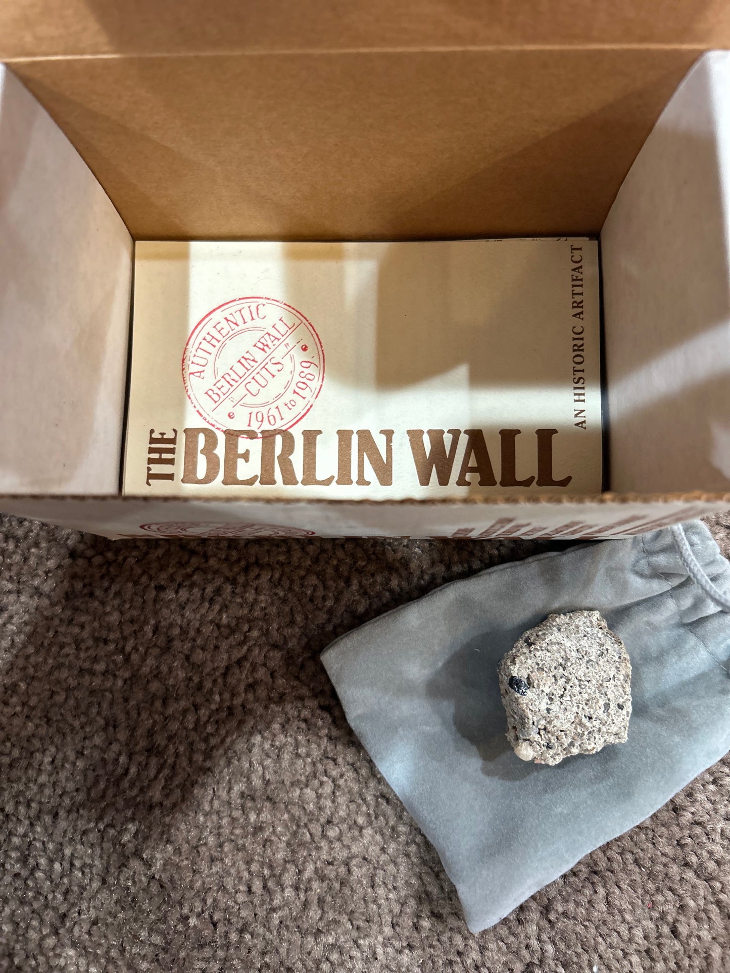 Authentic Berlin Wall Cut Fragment with Box and Cert.