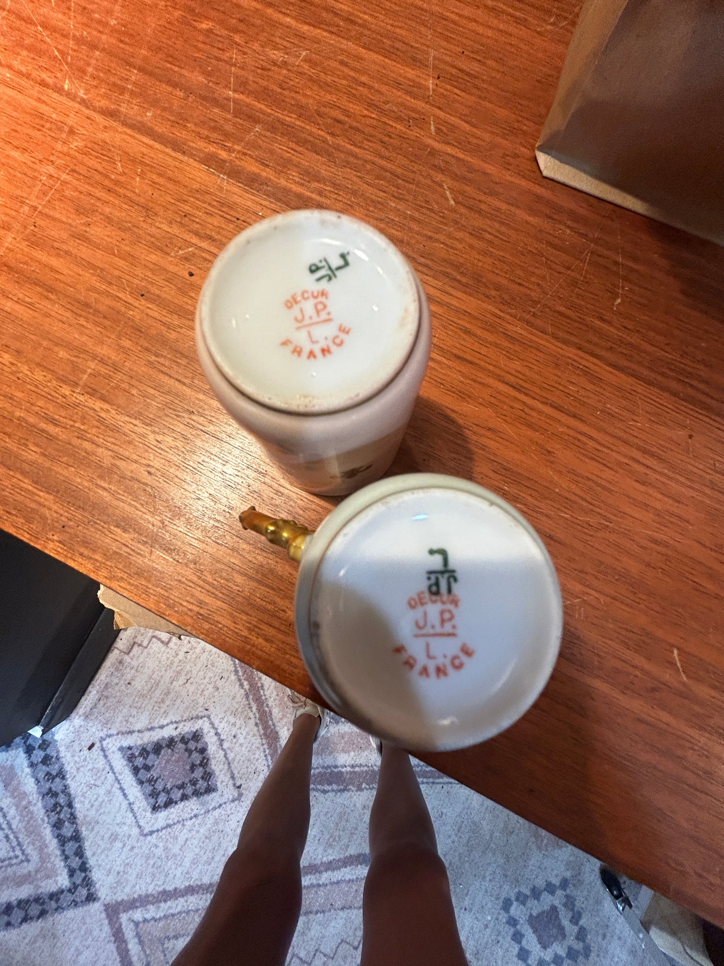 Jean Pouyat Limoges Porcelain Tea Cups