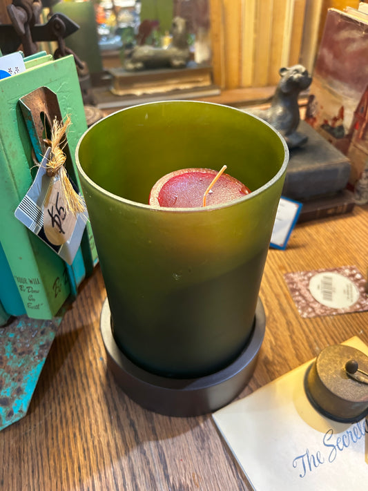 Frosted Green Candle Holder