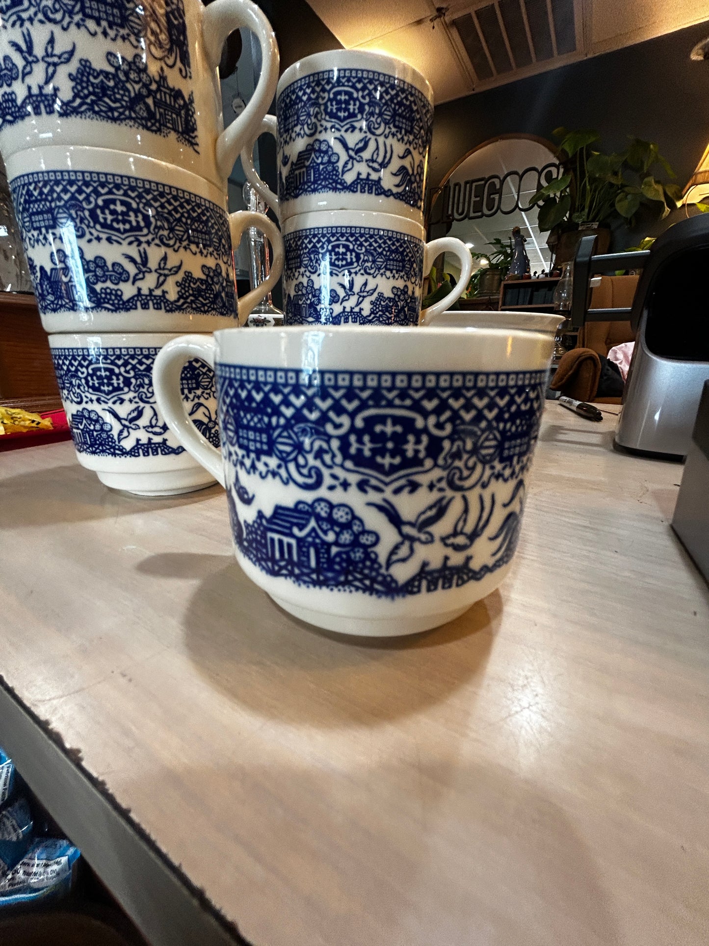 Blue Willow Porcelain Coffee Cups- Set of 7- Will Seperate