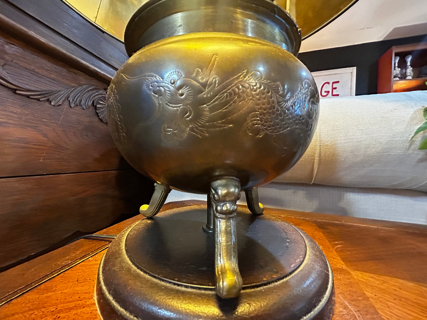 Mid Century Chinese Incense Burner Lamp