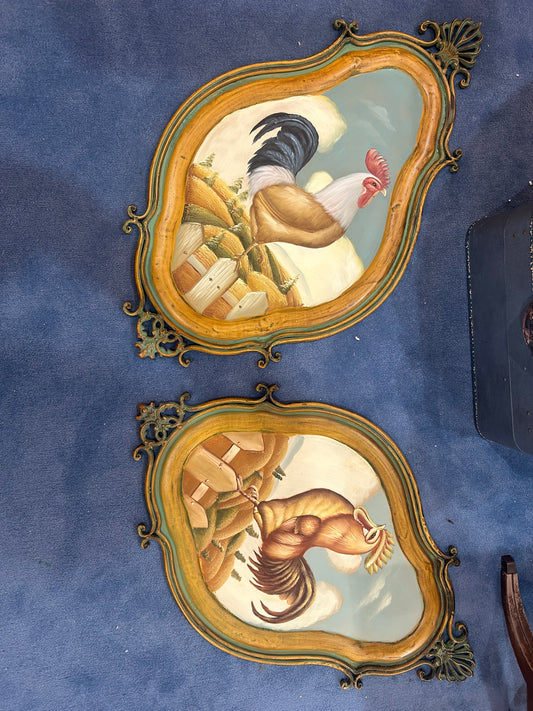 Rooster Paintings on Metal