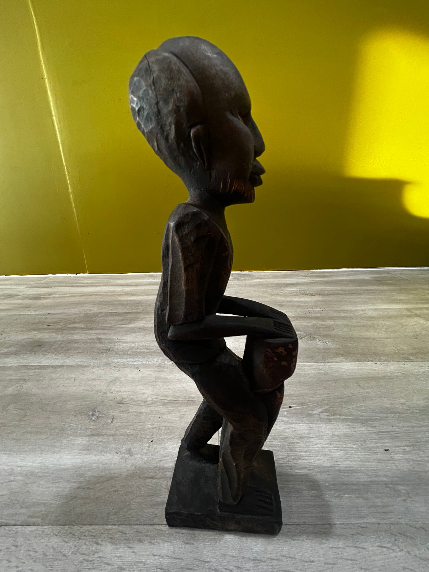 Hand Carved Jamaican Balding Bongo Man - Wooden