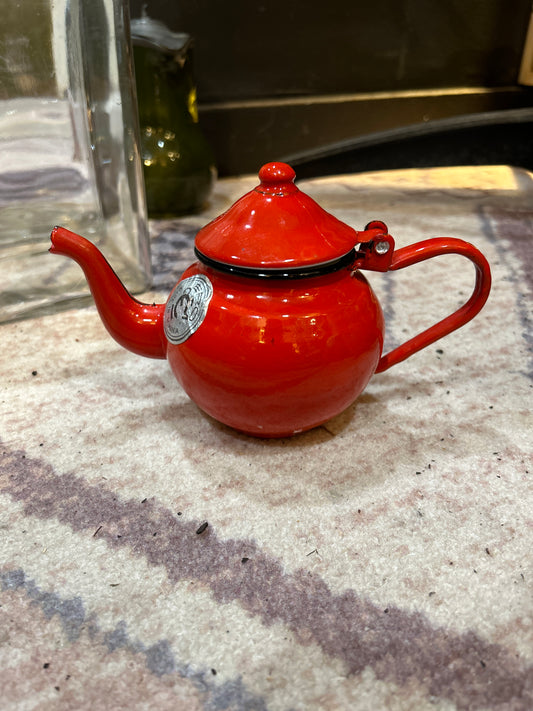 Rare Romanian Enamel Teapot- Red