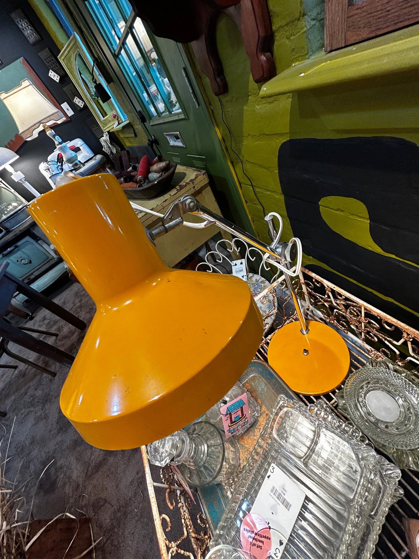 Vintage Swedish MCM Yellow Desk Lamp