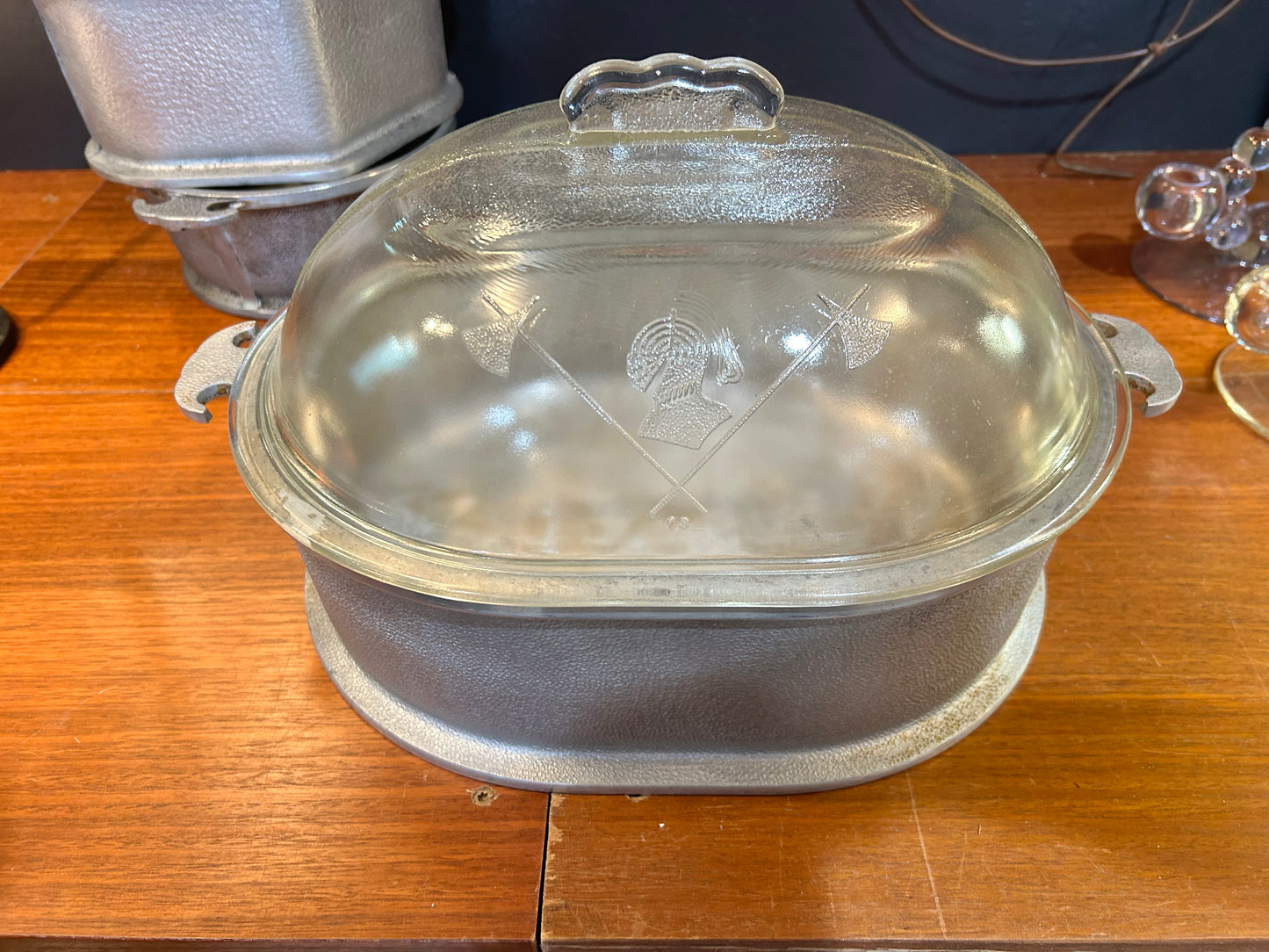 Guardian Service Vintage Aluminum Roaster with Glass Lid and Tray