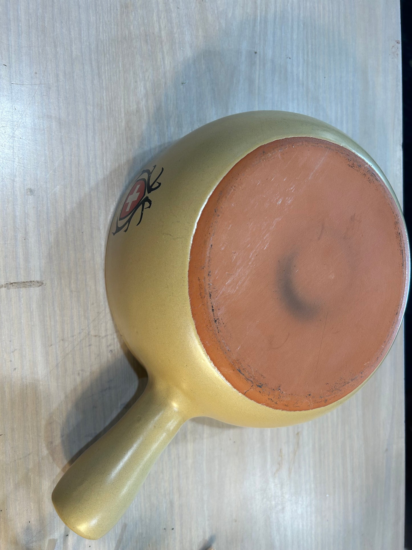 Swiss Coat of Arms Vintage Fondue Pot