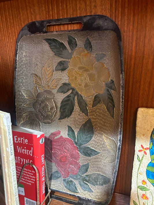 Vintage Mid Century Japan Nasco Shirokiya Embossed Floral Tray