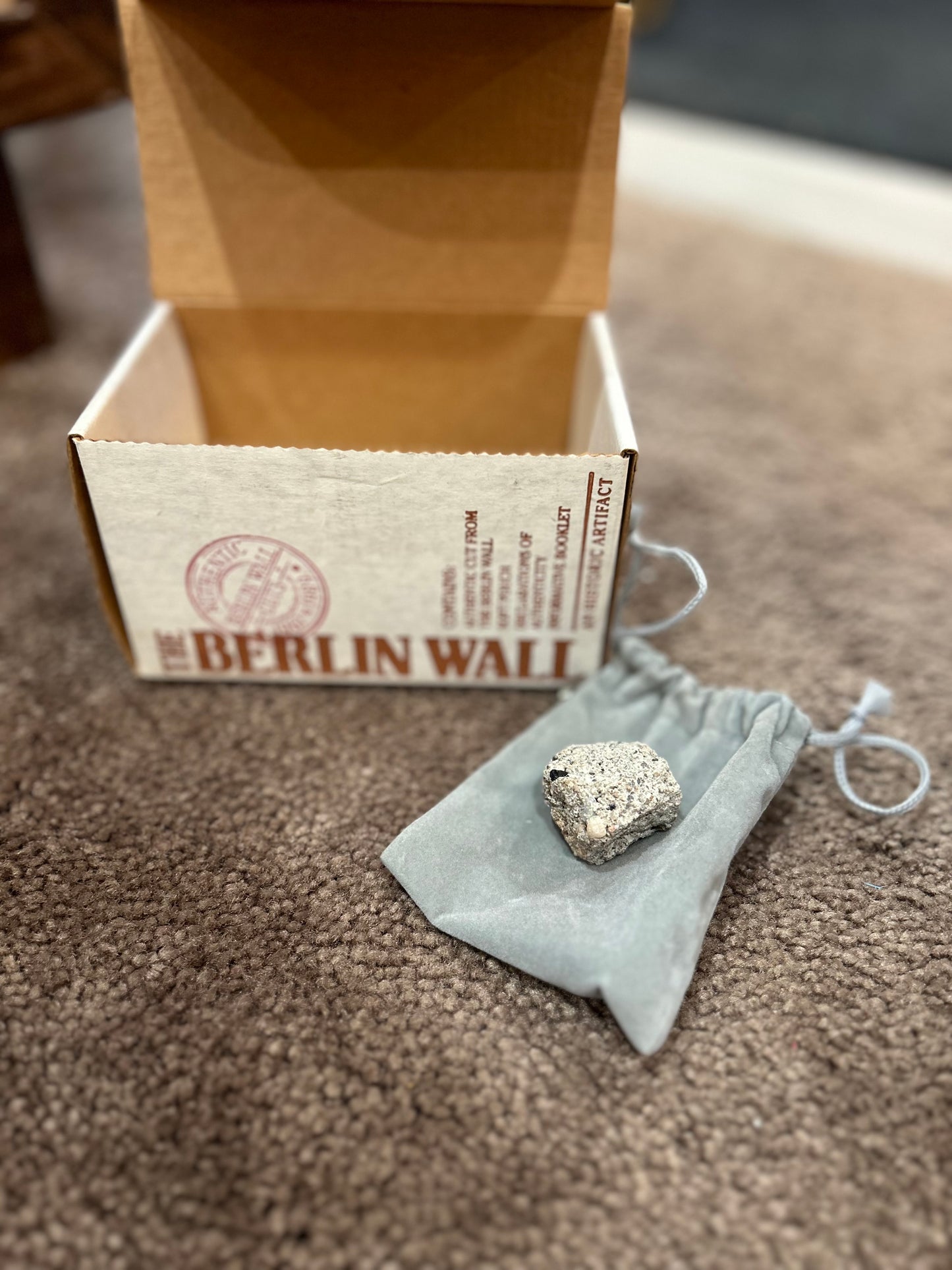 Authentic Berlin Wall Cut Fragment with Box and Cert.