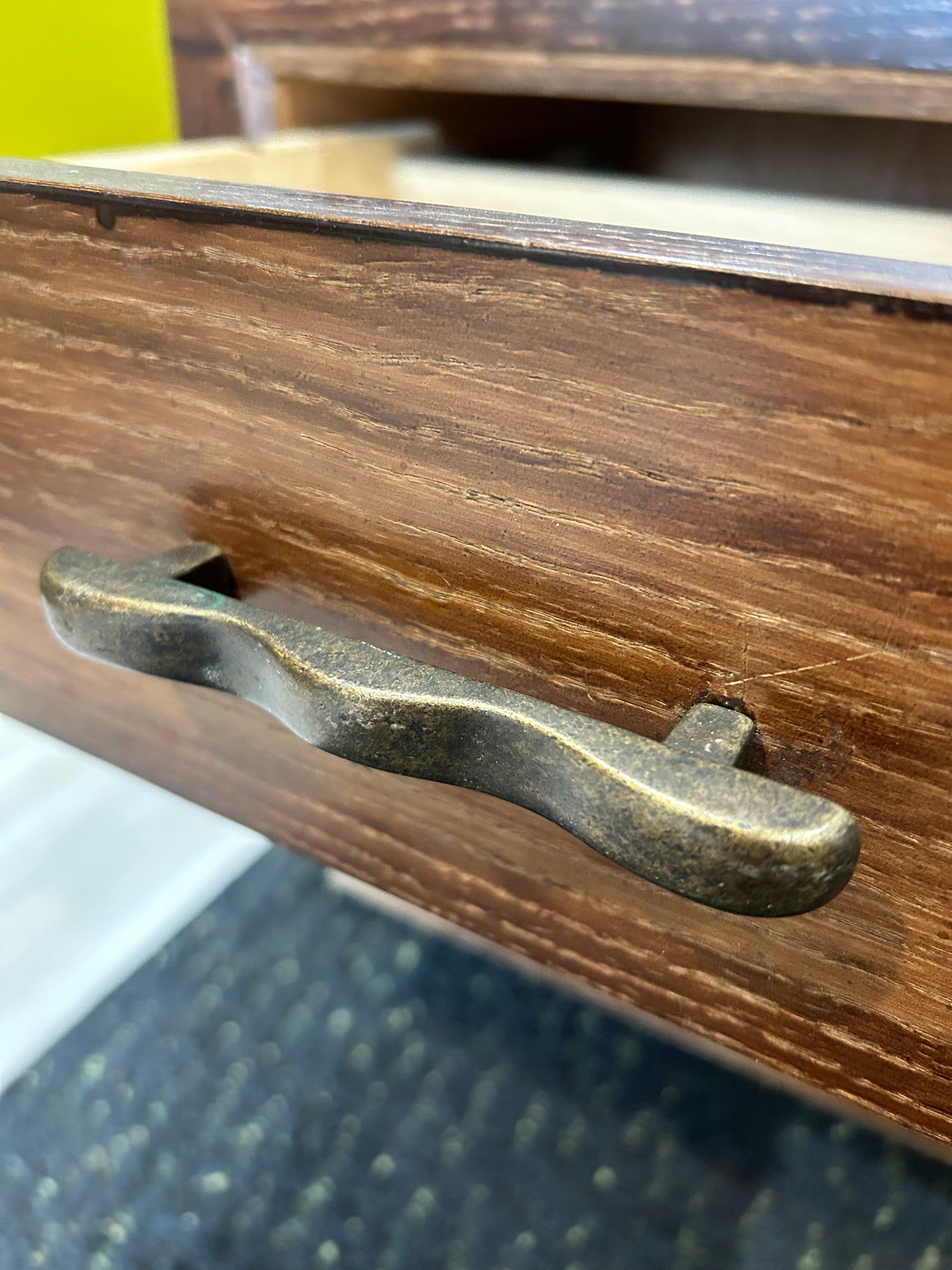 MCM Wooden Nightstand- Tan Panel Top with Drawer