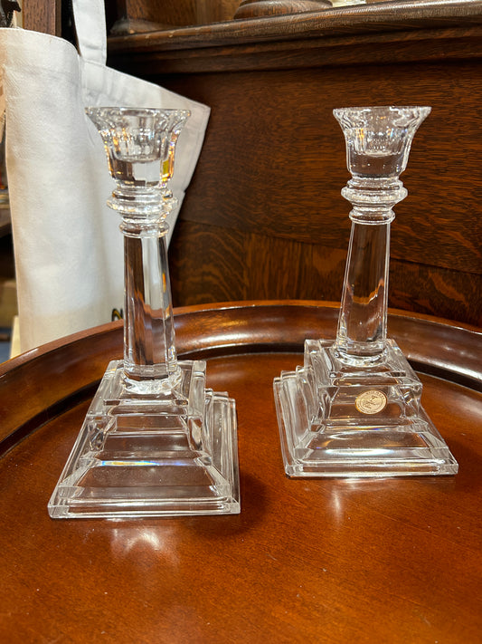 Set of Lead Crystal Candlestick Holders