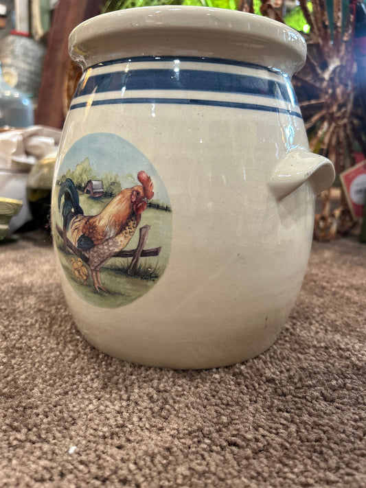 Stoneware Crock with Rooster- Marshall Texas