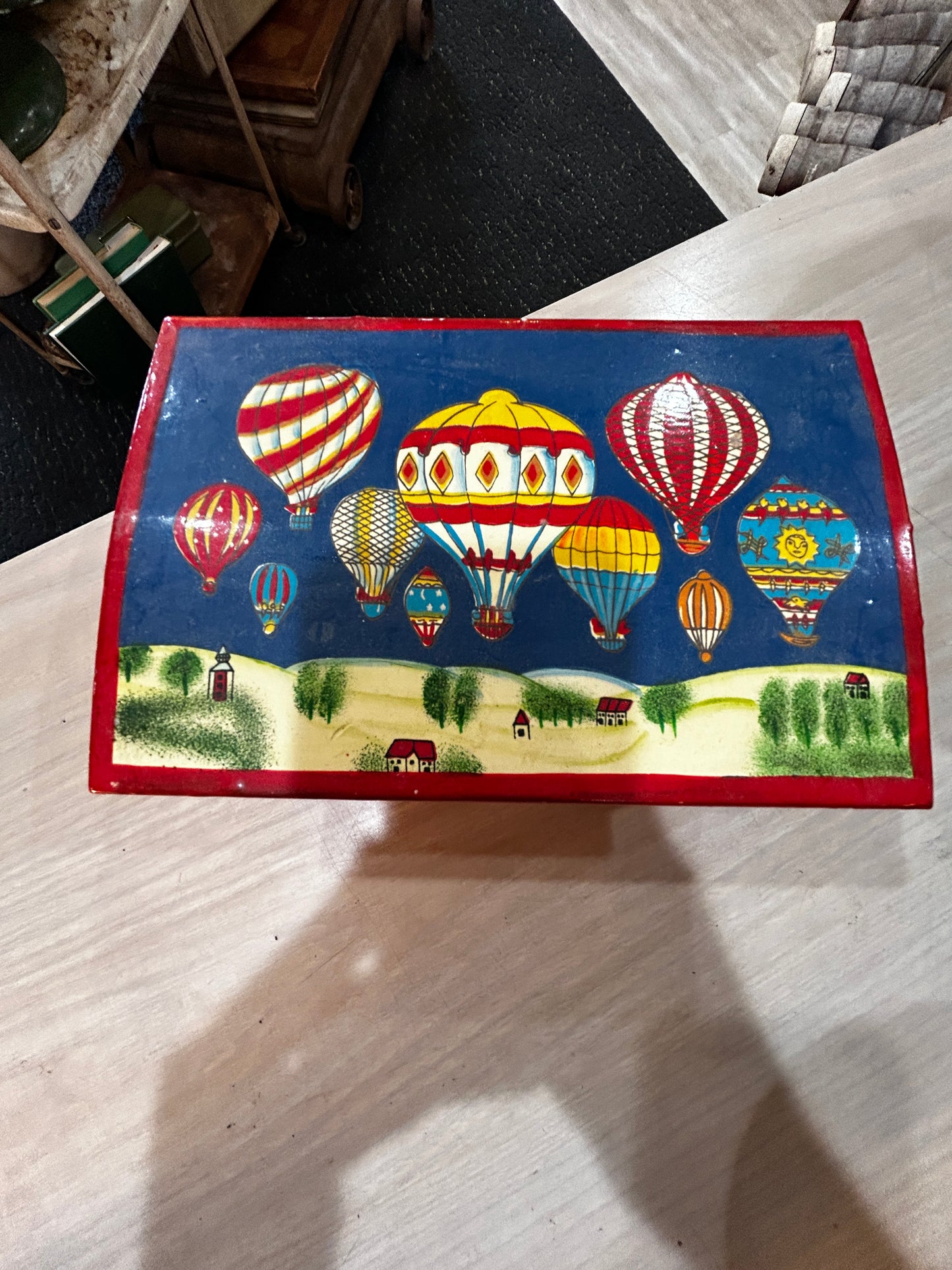 Wooden Hot Air Balloon Jewelry Box- Full of Button Covers