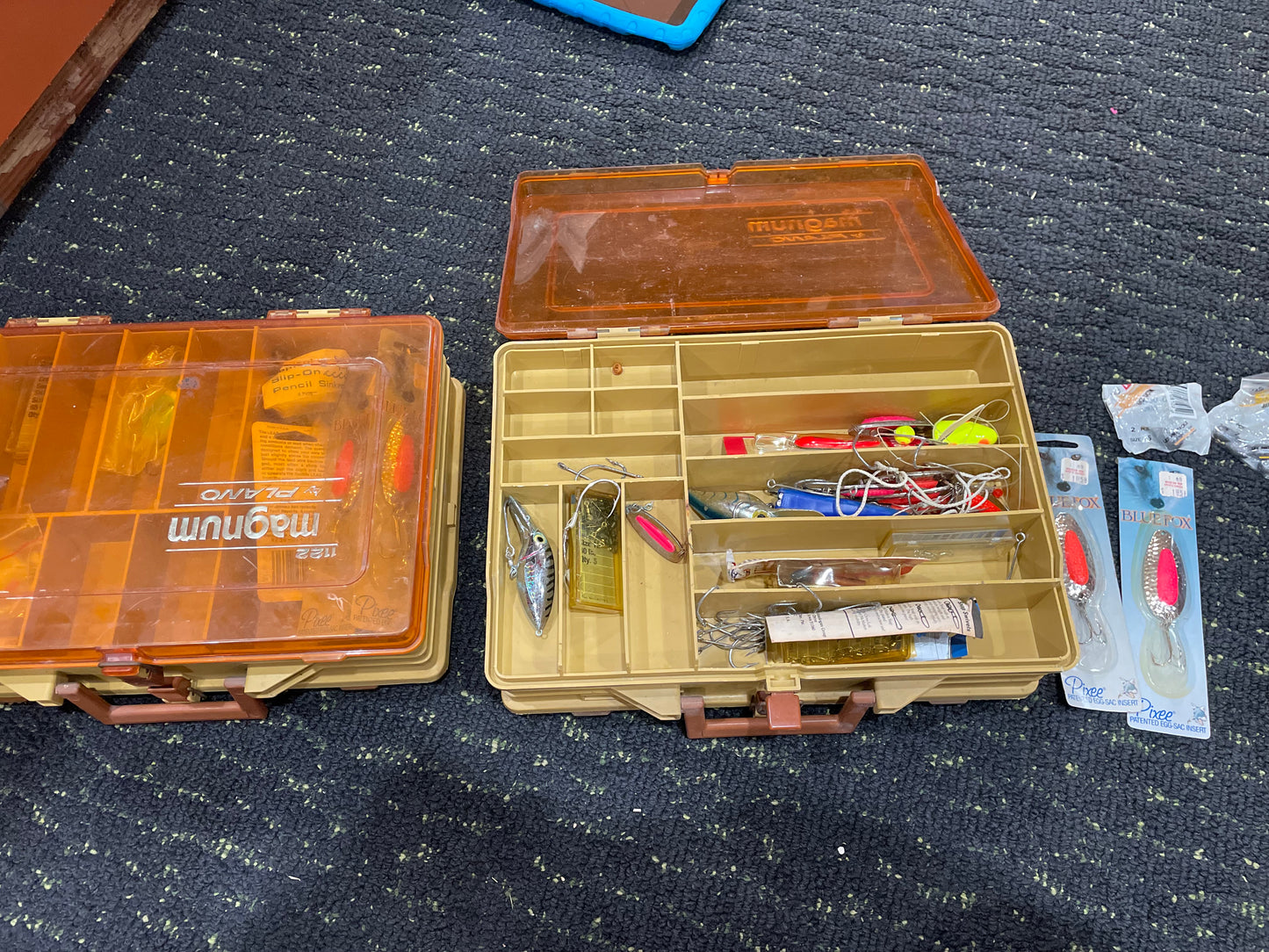 double sided plano tackle box Vintage Double Sided Plano Magnum Portable Tackle Box Fishing Organize – Blue Goose