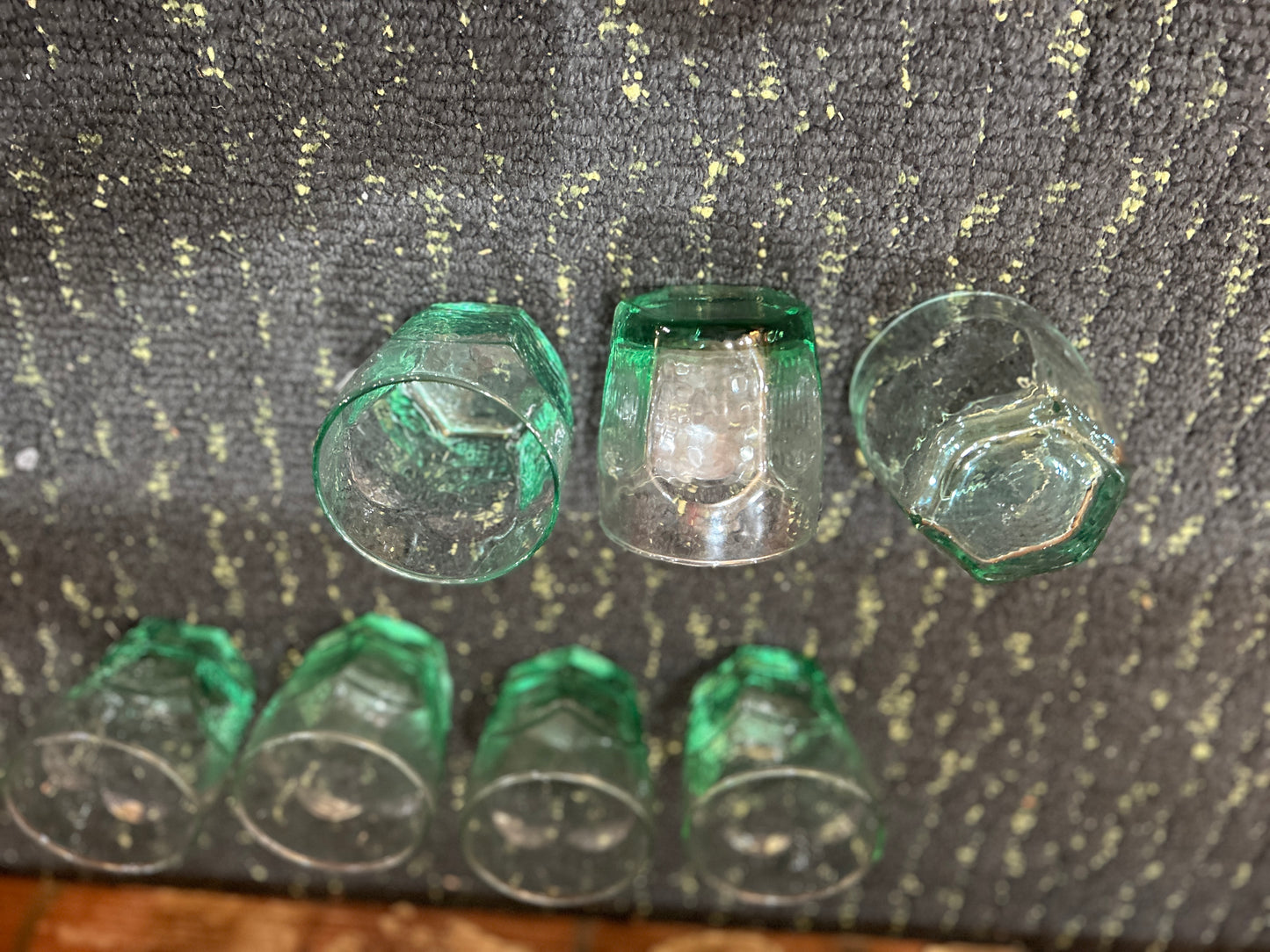 Vintage Libbey Chivalry Rock Whiskey Glasses in Spanish Green- Set of 7