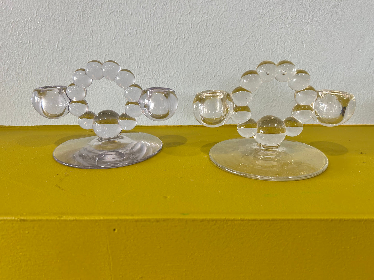 Pair of Vintage Candlewick Imperial Glass Footed Candle Holders