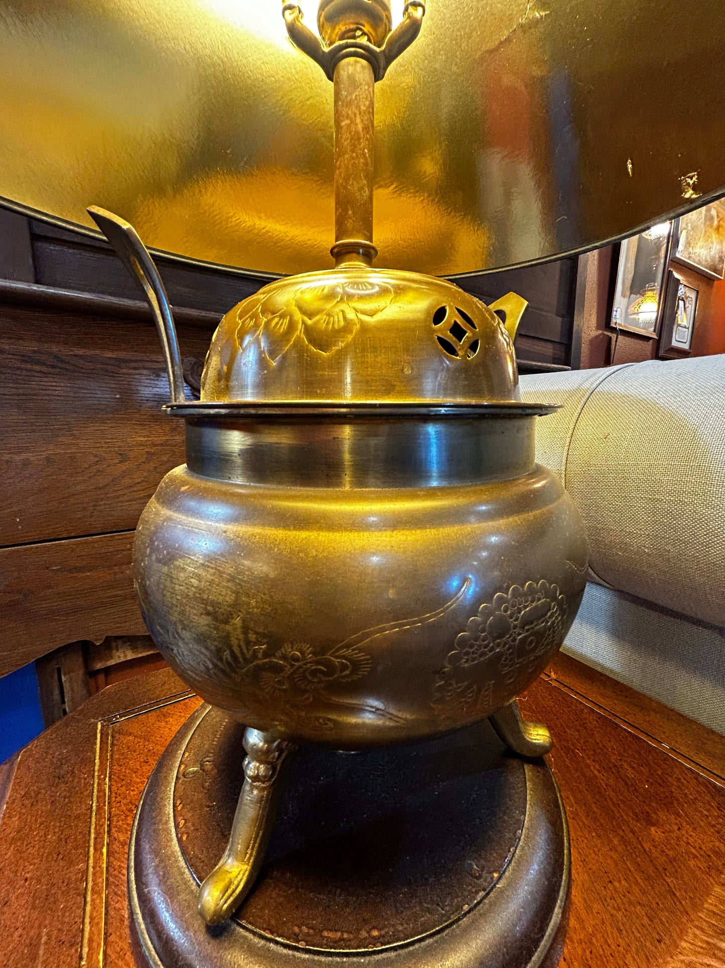 Mid Century Chinese Incense Burner Lamp