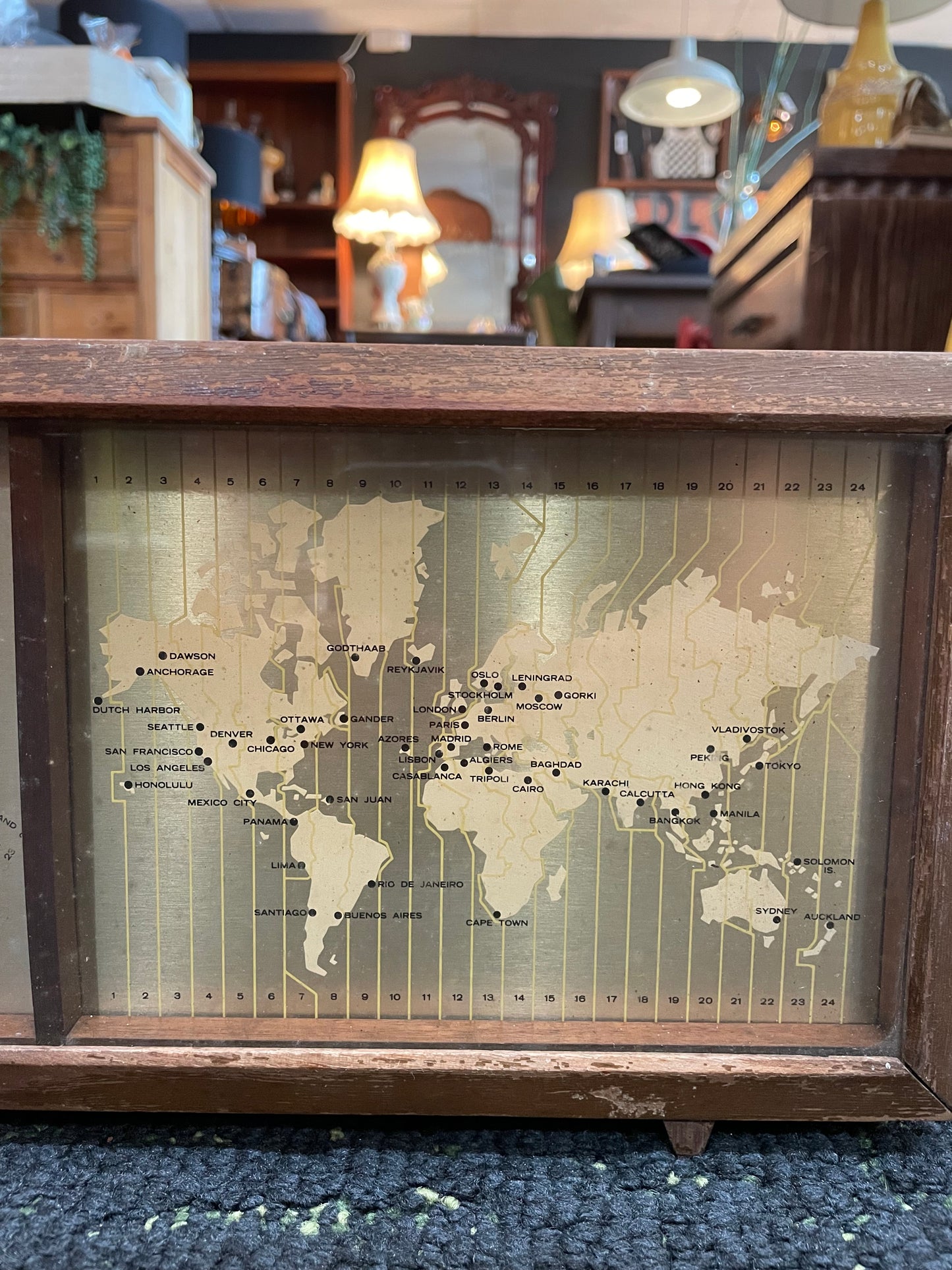 Vintage GE World Map- Bedside Clock