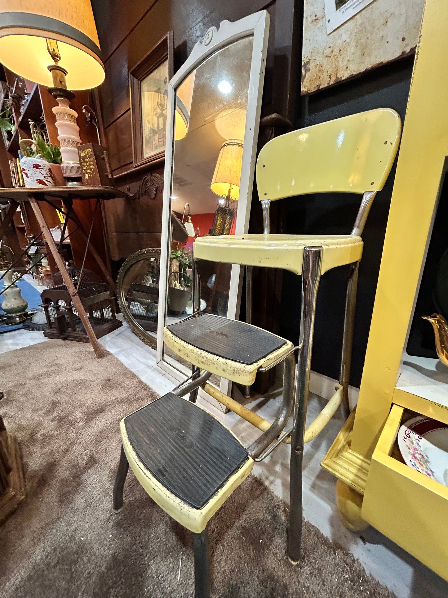 Yellow Cosco Step Stool Kitchen Chair Ladder- Plant Stand