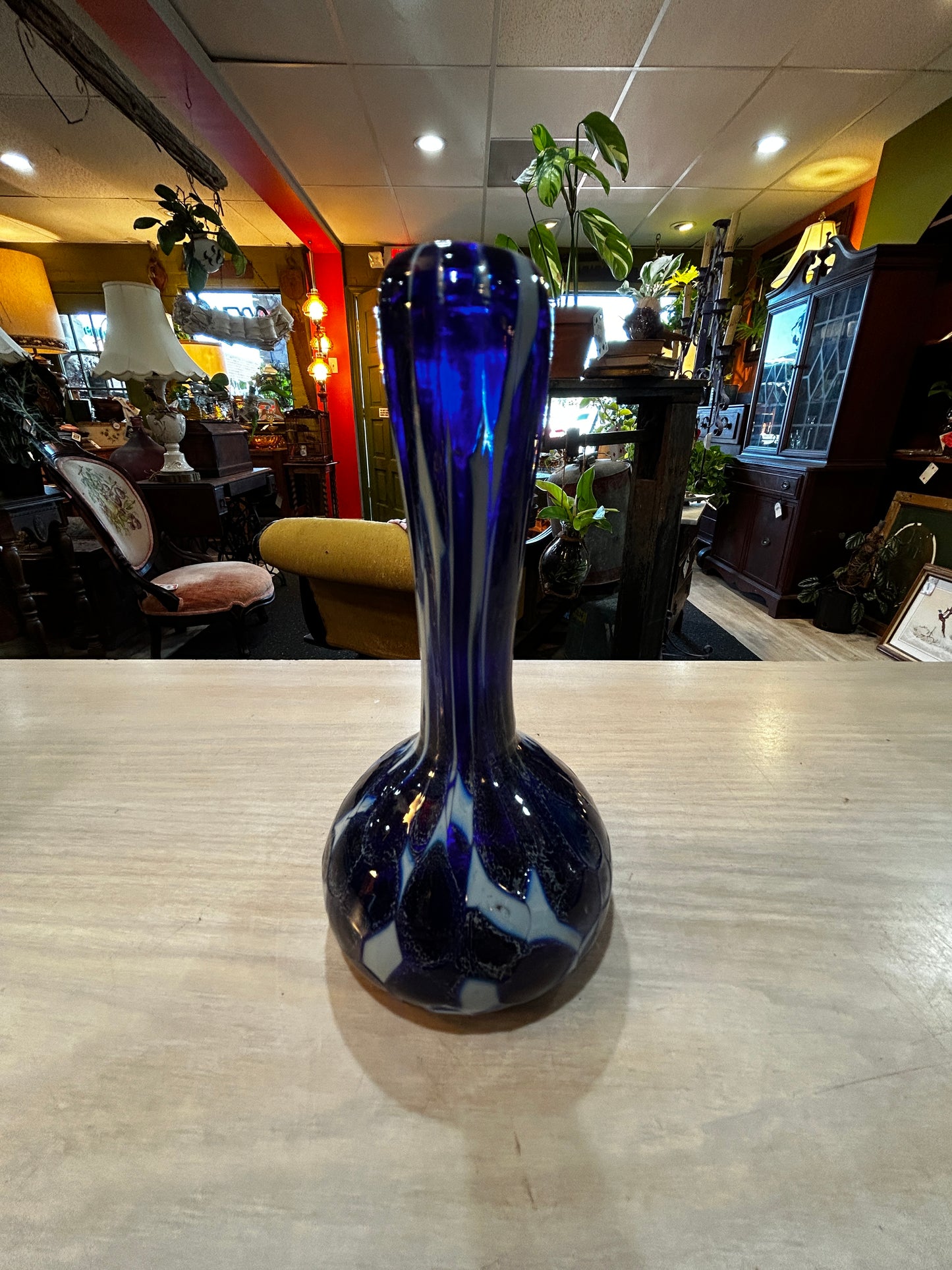 Signed Hand Blown Vintage Glass Vase