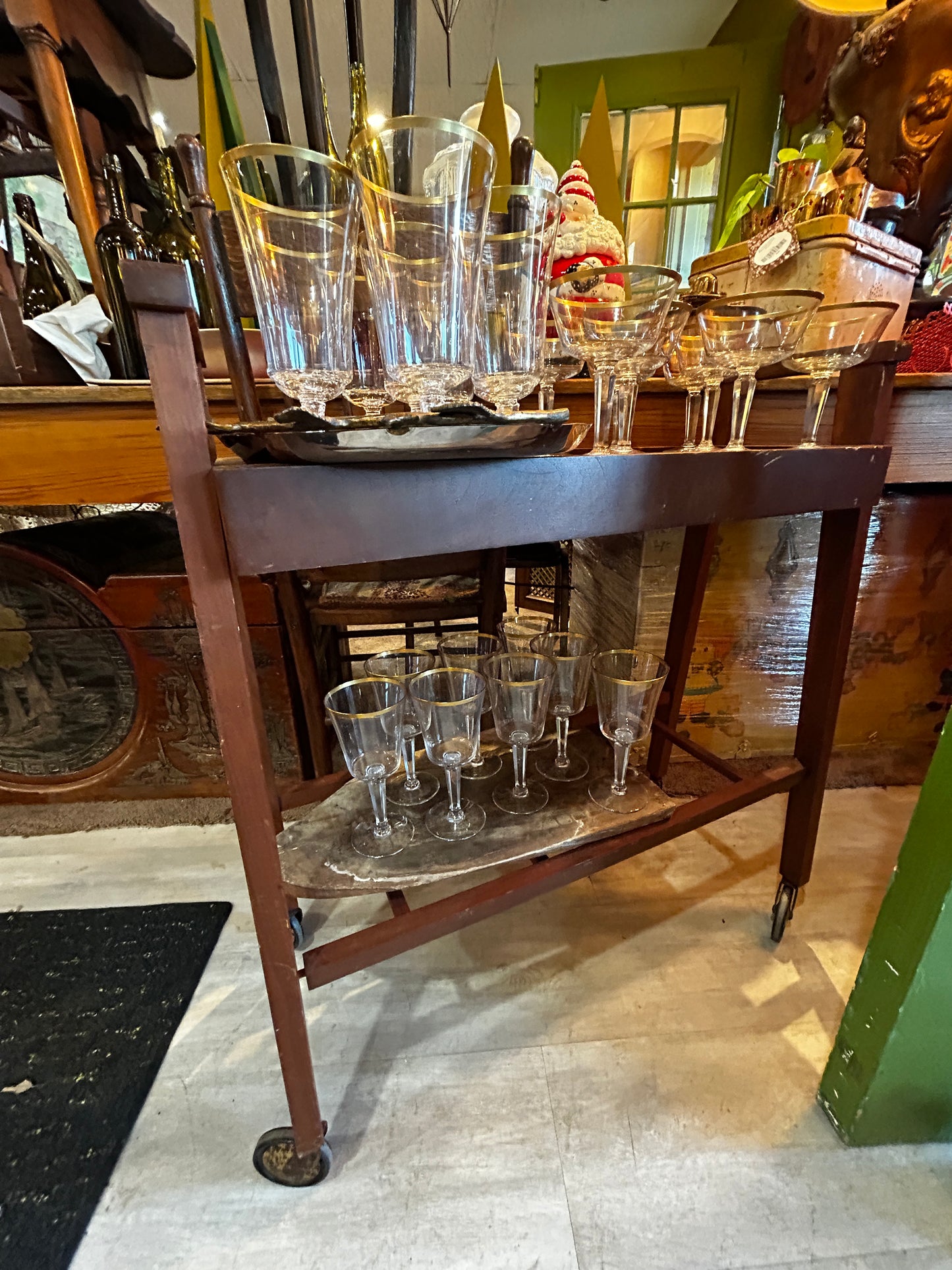 24 piece Mid Century Lenox Eternal Gold Rim Crystal Glasses-Will Seperate