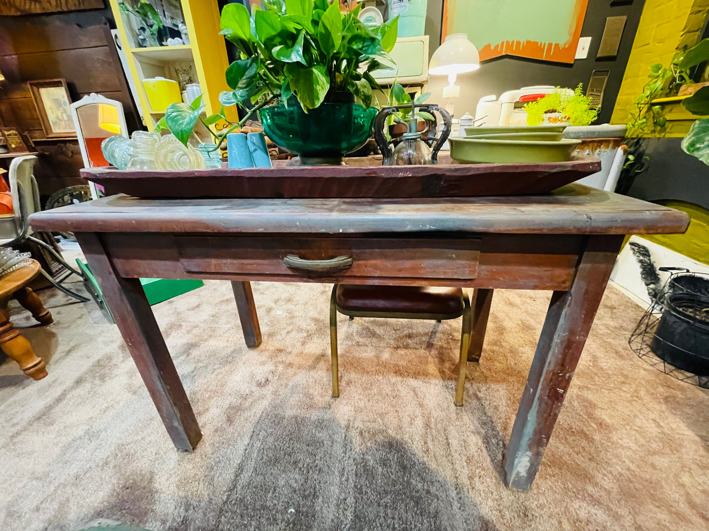 Antique Solid Wood Library Table/Desk- Galveston Island