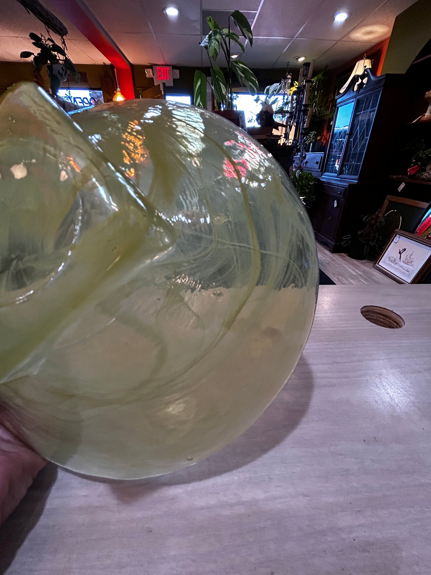 Mid Century Yellow and White Swirl Art Bowl