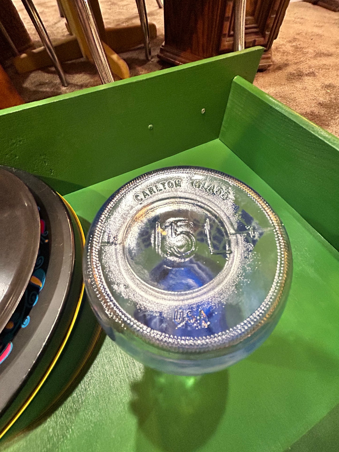 Carlton Glass Blue Goose Container- Collector Jar