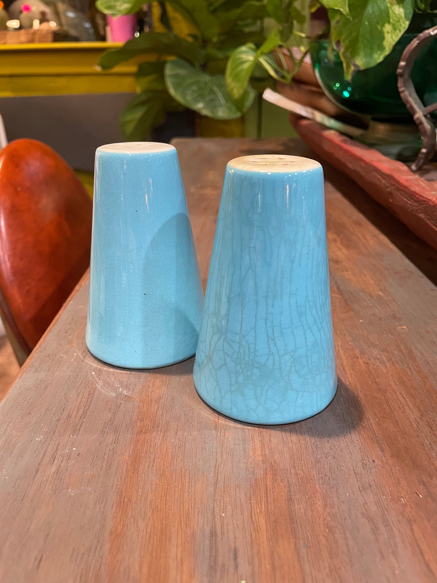 MCM Vintage Sky Blue Salt and Pepper Shaker Set