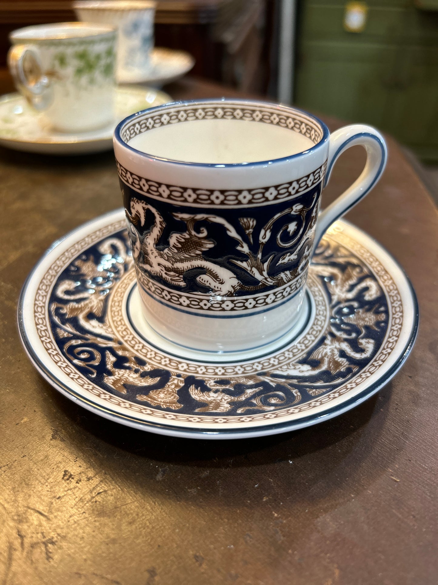 Wedgewood China Florentine Demitasse Teacup and Saucer Set