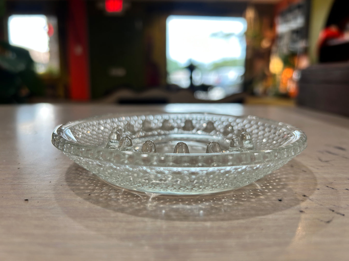 Vintage Small Candlewick Hob Nail Pressed Clear Glass Ash Tray