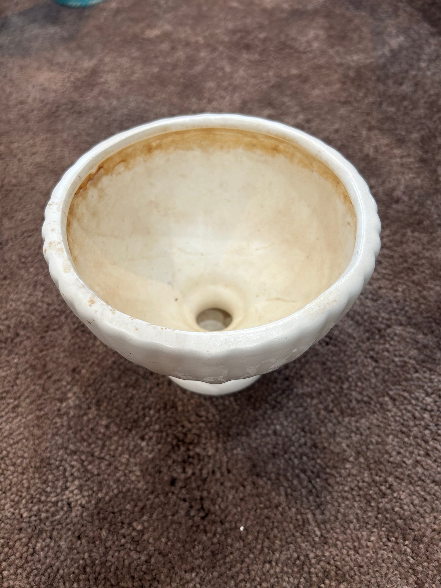 Vintage Haeger Cream Ribbed and Footed Bowl