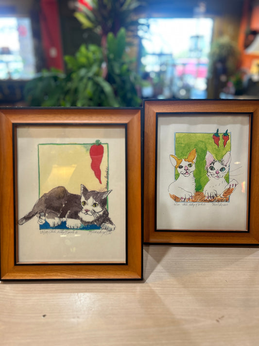 Karen Levy Signed Original Cat Prints-Pencil Signed and Numbered