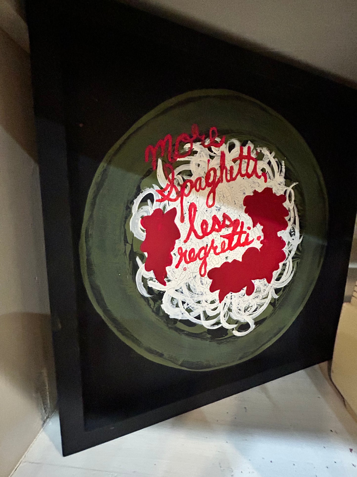 Quirky Kitchen Art- More Spaghetti Less Regretti