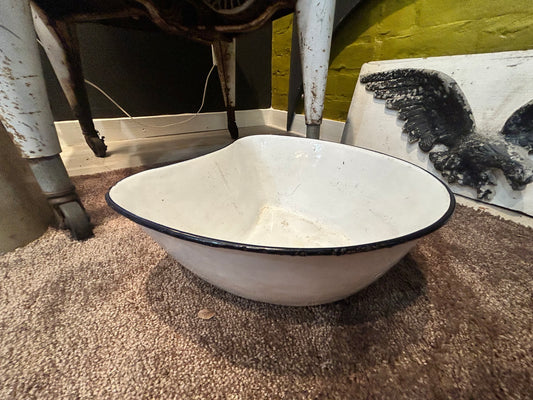 Vintage Rare Shaped Enamelware Basin