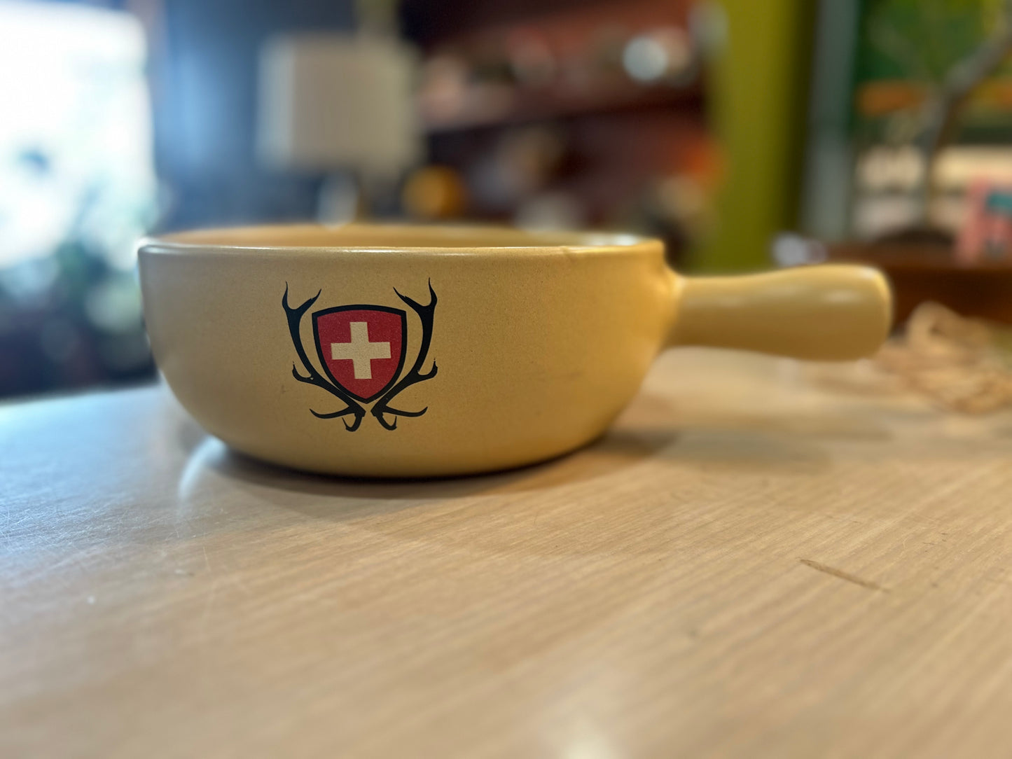 Swiss Coat of Arms Vintage Fondue Pot