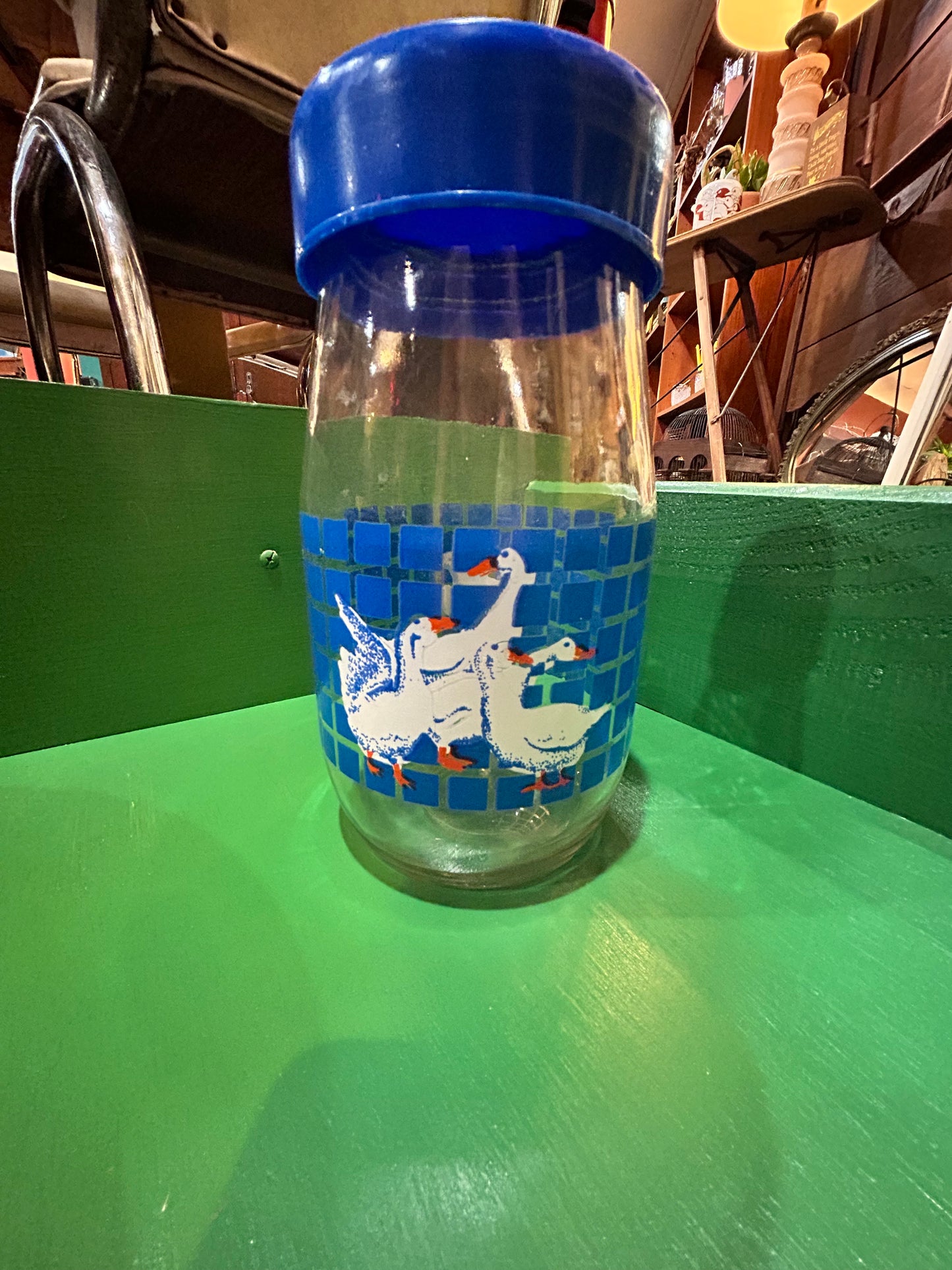 Carlton Glass Blue Goose Container- Collector Jar
