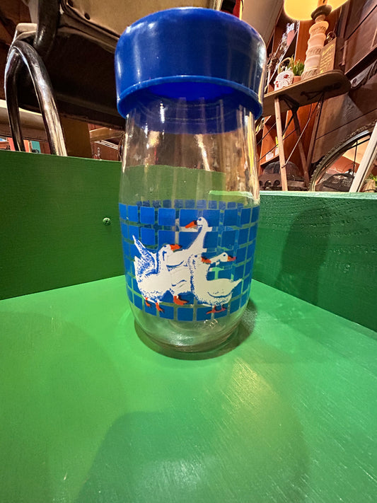 Carlton Glass Blue Goose Container- Collector Jar