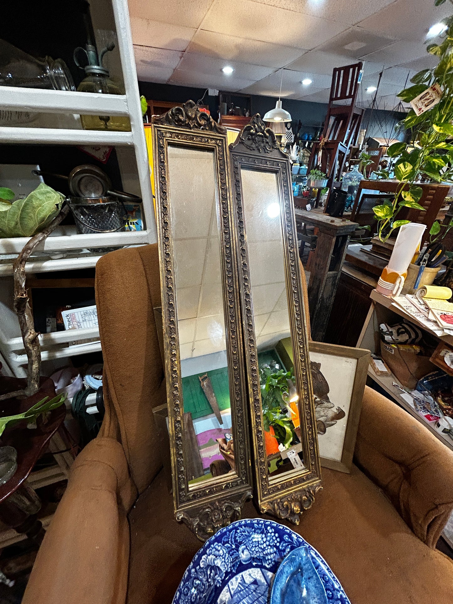 Vintage Pair of Long Narrow Wall Mirrors